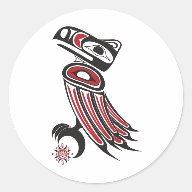 Sticker Rond Le corbeau vole le soleil (Devant)