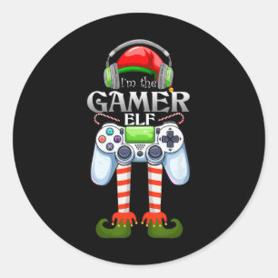 Sticker Rond Le costume de Noël du groupe Elf Gamer