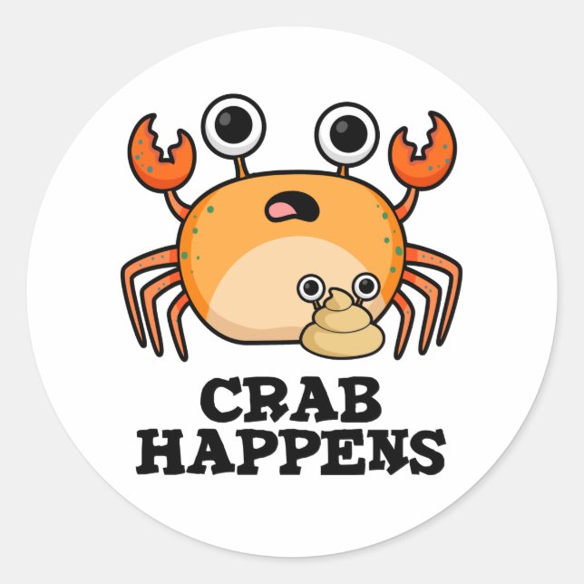 Sticker Rond Le crabe se produit un animal amusant (Devant)