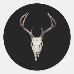 Sticker Rond Le crâne des cerfs sur le Arrière - plan noir