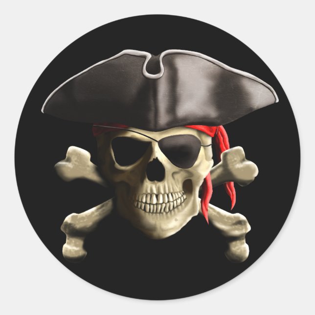 Sticker Rond Le crâne du Jolly roger pirate (Devant)