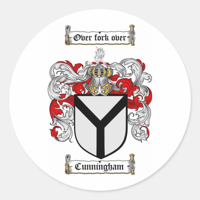 STICKER ROND LE CREST DE FAMILLE DE CUNNINGHAM - MANTEAU DE (Devant)
