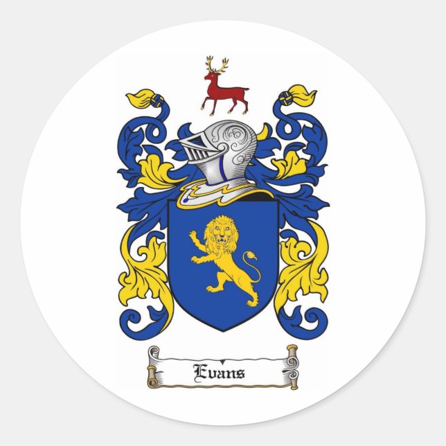 STICKER ROND LE CREST DE FAMILLE D'EVANS - MANTEAU D'EVANS DES (Devant)