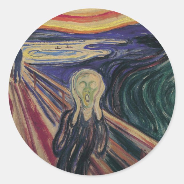 Sticker Rond Le Cri d'Edvard Munch, Expressionnisme Vintage (Devant)