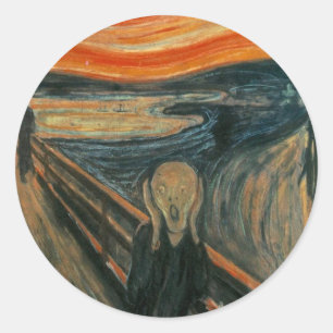 Sticker Rond Le cri perçant - Edvard Munch. Illustration de
