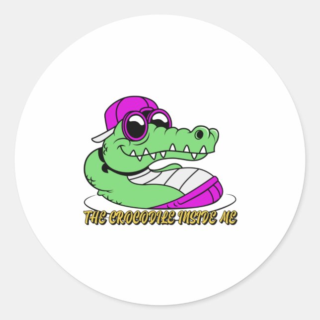 Sticker Rond Le crocodile en moi | jolie conception (Devant)