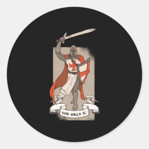 Sticker Rond Le Croiseur Khight Templar Warriar De Dieu