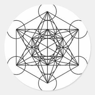 Sticker Rond Le cube de Metatron (blanc)