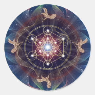 Sticker Rond Le cube de Metatron - Merkabah - la géométrie