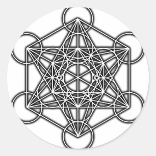 Sticker Rond Le cube de Metatron (noir)