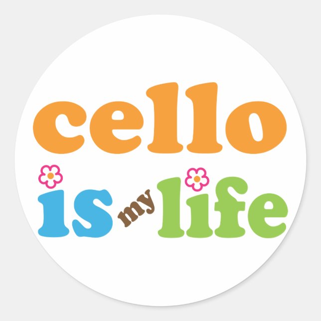Sticker Rond Le Cute Cello Est Mon Design De Vie (Devant)