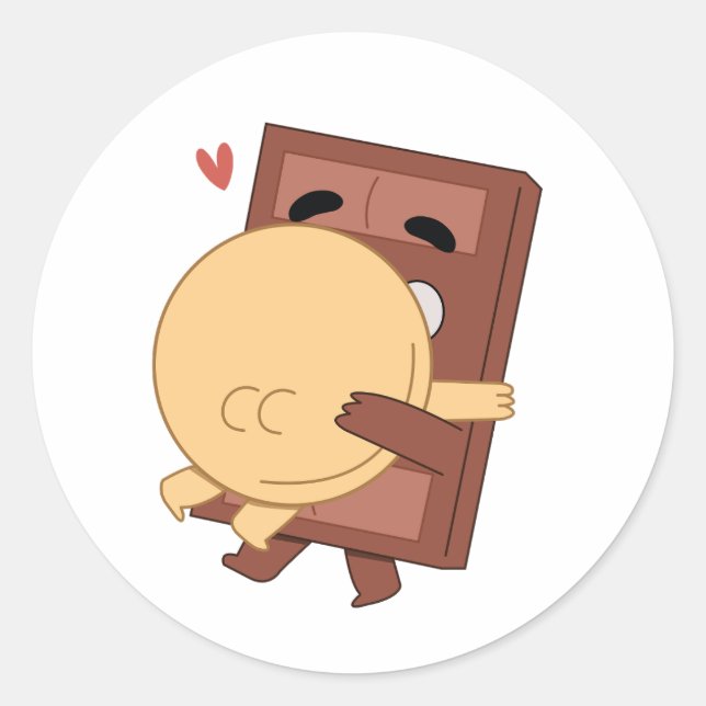 Sticker Rond Le Cutest Hug Pancake et Choco Valentine Love (Devant)