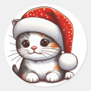 Sticker Rond Le délice de Noël de Merry Kitten