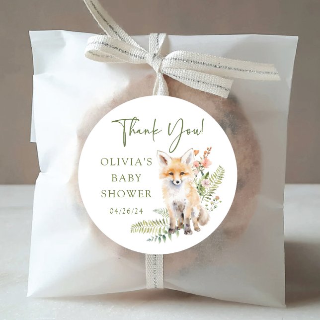Sticker Rond Le délicieux Baby shower de Fox de la nature (Créateur téléchargé)