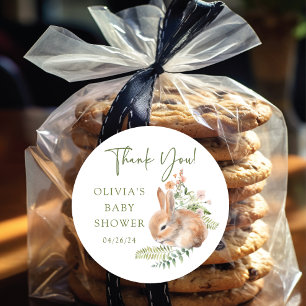 Sticker Rond Le délicieux Baby shower lapin de la nature