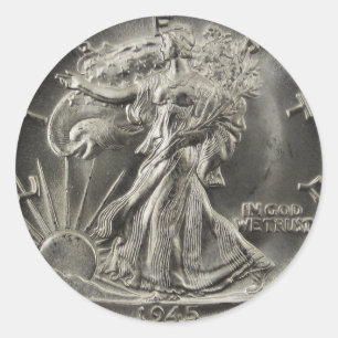 Sticker Rond Le demi-dollar Walking Liberty