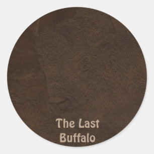 Sticker Rond Le Dernier Buffalo - Bison-Lover Leather-look Art