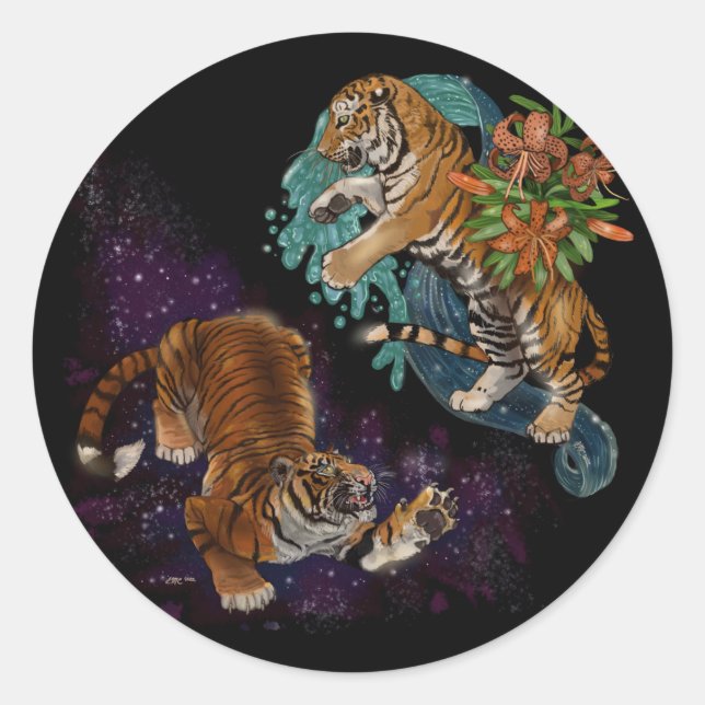 Sticker Rond Le destin dans les étoiles Tigres (Devant)