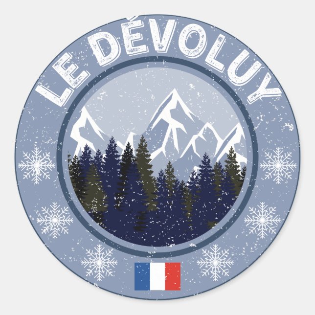 Sticker Rond Le Dévoluy Station de Ski (Devant)