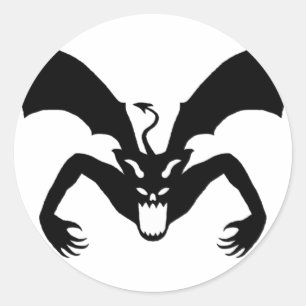 Sticker Rond Le diable blanc et noir