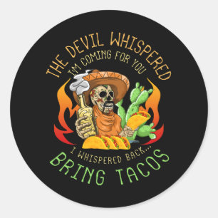 Sticker Rond Le diable latin Whischoté apporter Tacos Espagne C