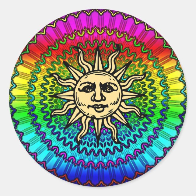 Sticker Rond Le Dieu du soleil sur les couleurs du Soleil (Devant)