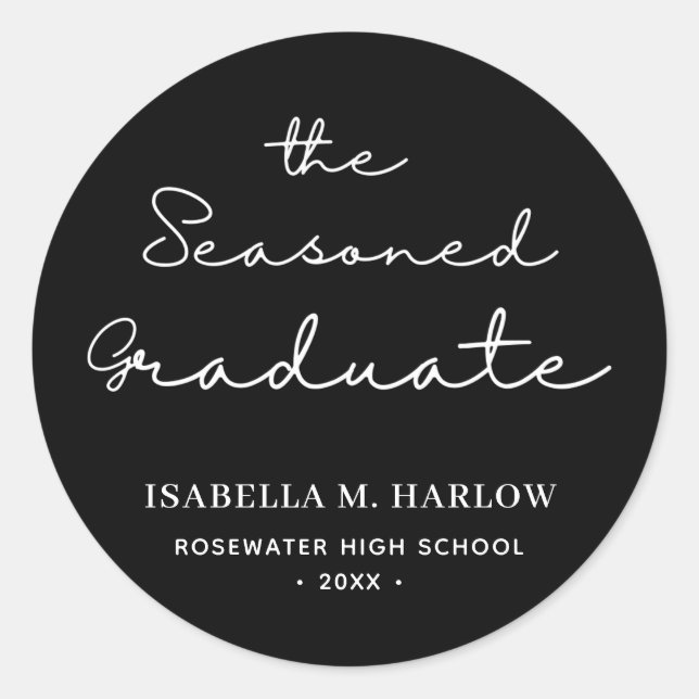 Sticker Rond Le diplômé expérimenté personnalisé (Devant)