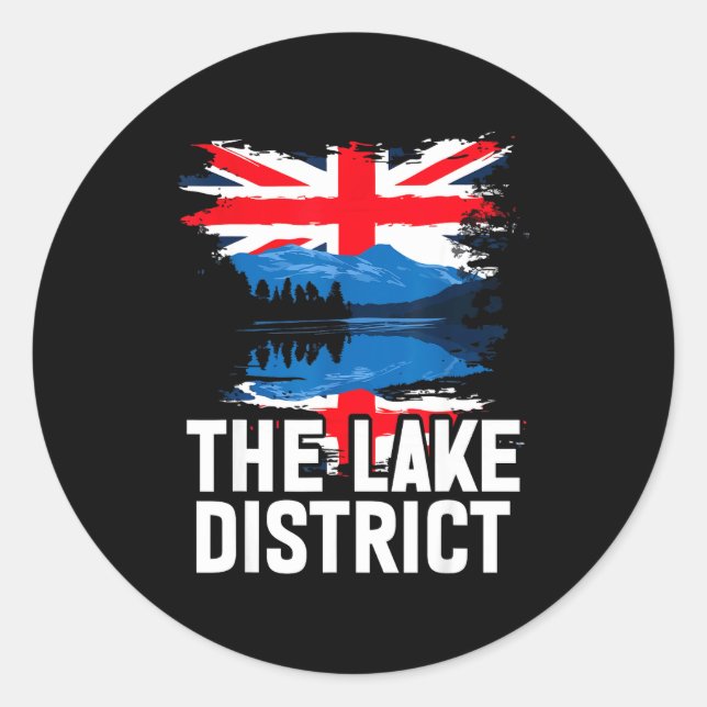 Sticker Rond Le district des lacs + drapeau britannique  (Devant)