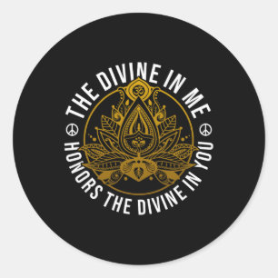 Sticker Rond Le Divin En Moi Message Positif Spirituel Yoga M