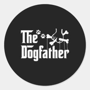 Sticker Rond Le Dogfather Tee Fête des pères Cadeau Chien Papa 