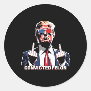 Sticker Rond Le doigt d'honneur, je vote pour le condamné Felon