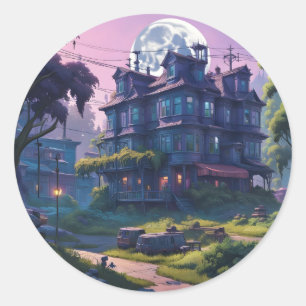 Sticker Rond Le Domaine Oublié – Classique Manoir Abandonné