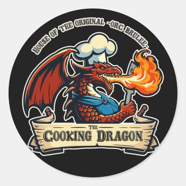 Sticker Rond Le dragon de la Cuisine (Devant)