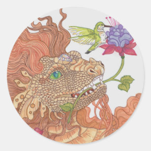 Sticker Rond Le dragon des trésors de la nature