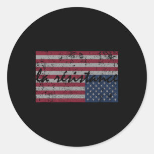 Sticker Rond Le Drapeau Américain La Résistance Résiste À L'Inv