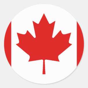 Sticker Rond Le drapeau de feuille d'érable du Canada