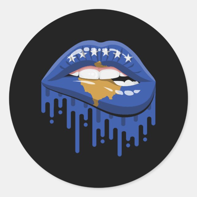 Sticker Rond Le drapeau de la fierté des lèvres du Kosovo (Devant)
