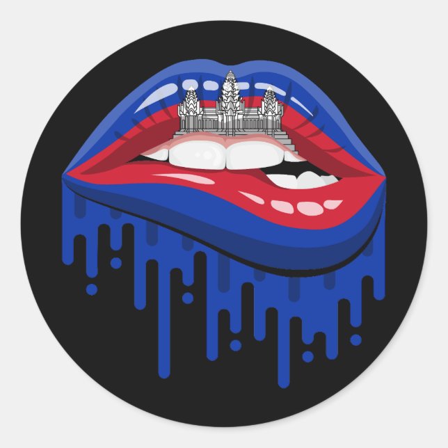 Sticker Rond Le drapeau de la racine de fierté des lèvres du Ca (Devant)
