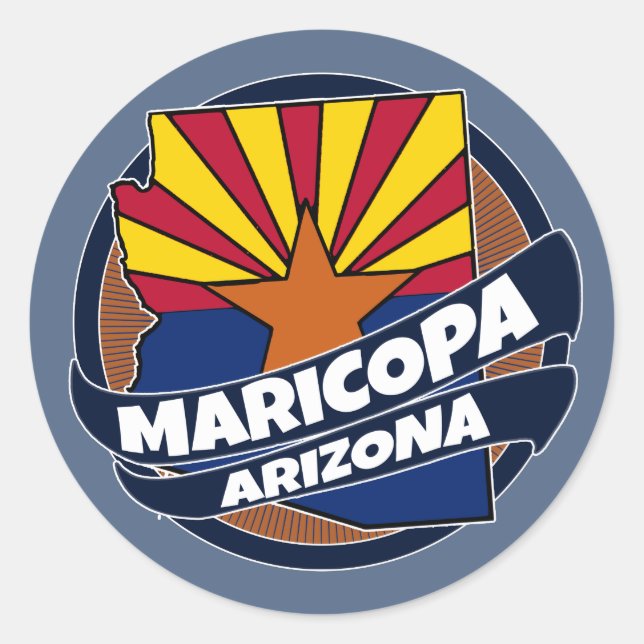 Sticker Rond Le drapeau de Maricopa Arizona a éclaté autocollan (Devant)