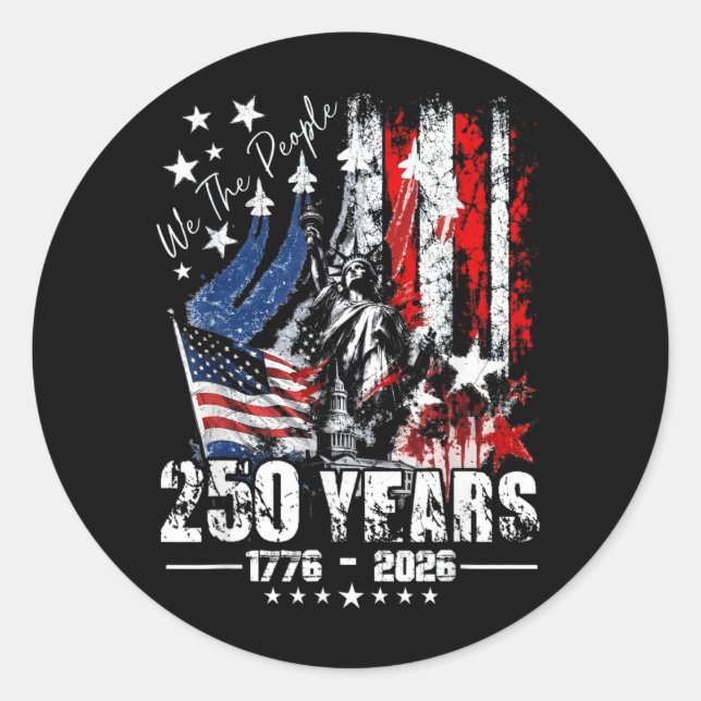 Sticker Rond Le drapeau du peuple 1776 250 ans 250e anniversair (Devant)