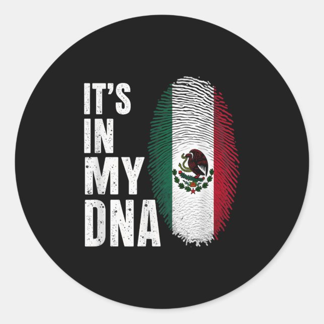 Sticker Rond Le Drapeau Mexicain Mexique C'Est Dans Mon Adn (Devant)