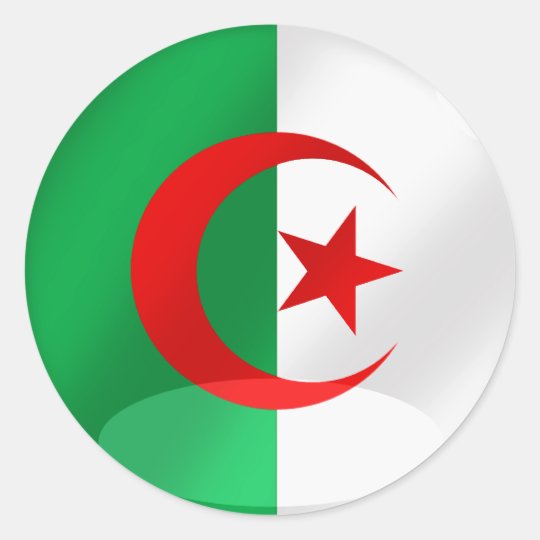 Sticker Rond Le drapeau rond de l'Algérie avec du chrome Autocollant Chaussure Foot Algerie | MPA Déco