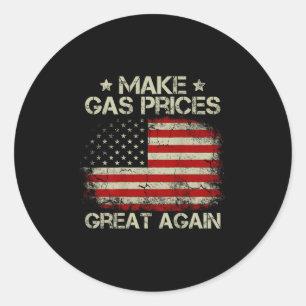 Sticker Rond Le drapeau vintage américain rend les prix du gaz 