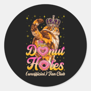 Sticker Rond Le fan club des trous de donut mème de chat drôle