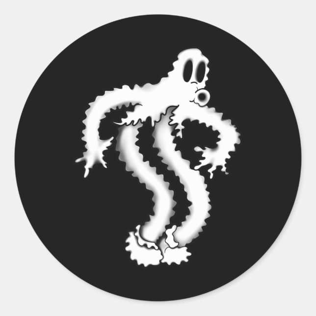 Sticker Rond Le fantôme clown Shaky Éffrayant Blackwork (Devant)