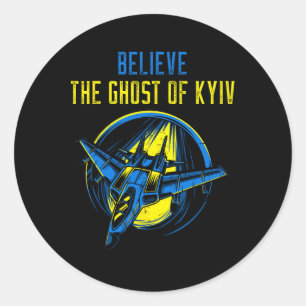 Sticker Rond Le Fantôme de Kyïv T-shirt Croire en l'Ukraine Je