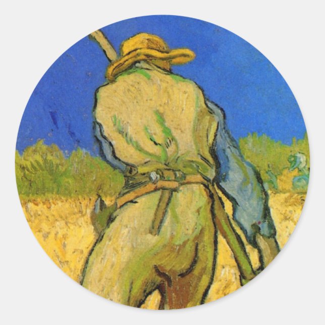 Sticker Rond Le Faucheur (d'après Millet) par Vincent van Gogh (Devant)