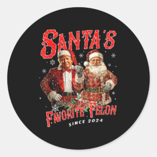 Sticker Rond Le Félin Préféré du Père Noël Depuis Noël 2024 Xma
