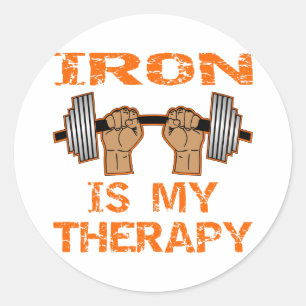 Sticker Rond Le fer est ma thérapie - haltérophilie