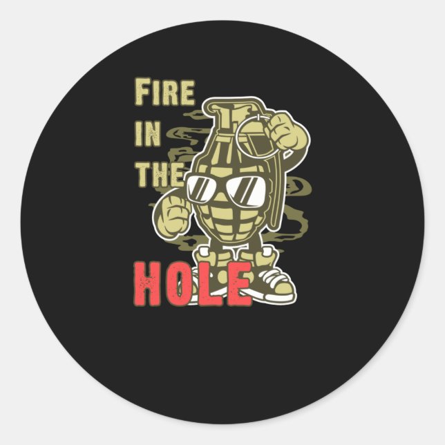 Sticker Rond Le feu dans le trou (Devant)